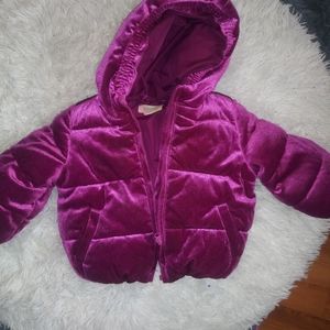 Purple winter puffer coat